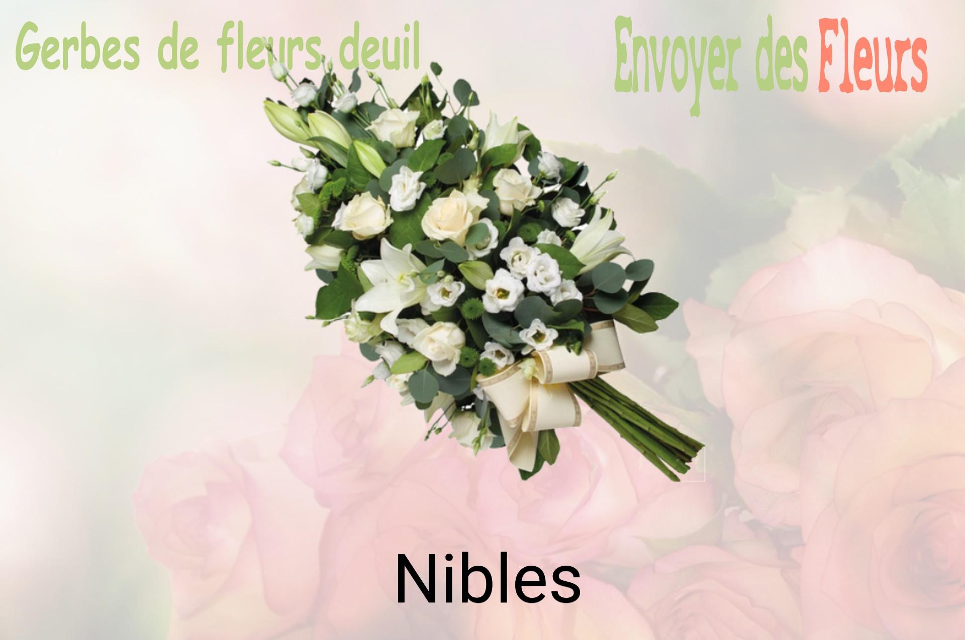 Gerbe de fleurs de deuil livrée à Nibles